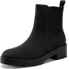 imageCoutgo Womens Platform Chunky Low Heel Slip on Chelsea Boots Suede Elastic Ankle BootsBlack