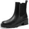 imageCoutgo Womens Platform Chunky Low Heel Slip on Chelsea Boots Suede Elastic Ankle BootsCool Black
