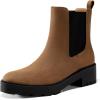 imageCoutgo Womens Platform Chunky Low Heel Slip on Chelsea Boots Suede Elastic Ankle BootsDark Brown