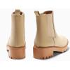 imageCoutgo Womens Platform Chunky Low Heel Slip on Chelsea Boots Suede Elastic Ankle BootsLight Khaki