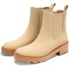 imageCoutgo Womens Platform Chunky Low Heel Slip on Chelsea Boots Suede Elastic Ankle BootsLight Khaki