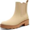 imageCoutgo Womens Platform Chunky Low Heel Slip on Chelsea Boots Suede Elastic Ankle BootsLight Khaki
