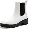 imageCoutgo Womens Platform Chunky Low Heel Slip on Chelsea Boots Suede Elastic Ankle BootsWhite