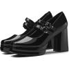 imageCoutgo Womens Platform Mary Jane Pumps Two Strap Square Toe Chunky Block Heel Sandals Party ShoesBlack