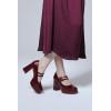 imageCoutgo Womens Platform Mary Jane Pumps Two Strap Square Toe Chunky Block Heel Sandals Party ShoesDeep Red