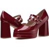 imageCoutgo Womens Platform Mary Jane Pumps Two Strap Square Toe Chunky Block Heel Sandals Party ShoesDeep Red