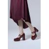 imageCoutgo Womens Platform Mary Jane Pumps Two Strap Square Toe Chunky Block Heel Sandals Party ShoesDeep Red