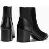 imageCoutgo Womens Pointed Toe Ankle Boots Elastic Chunky Block Stacked Mid Heel Slip On Chelsea BootiesAblack