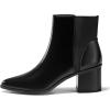 imageCoutgo Womens Pointed Toe Ankle Boots Elastic Chunky Block Stacked Mid Heel Slip On Chelsea BootiesAblack