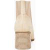 imageCoutgo Womens Pointed Toe Ankle Boots Elastic Chunky Block Stacked Mid Heel Slip On Chelsea BootiesBeige