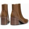 imageCoutgo Womens Pointed Toe Ankle Boots Elastic Chunky Block Stacked Mid Heel Slip On Chelsea BootiesBrown