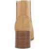 imageCoutgo Womens Pointed Toe Ankle Boots Elastic Chunky Block Stacked Mid Heel Slip On Chelsea BootiesLight Brownsuede