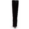 imageCoutgo Womens Slouchy Knee High Boots Wide Calf Kitten Heel Pointed Toe Pull On Long Boots Winter ShoesBlack