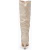 imageCoutgo Womens Slouchy Knee High Boots Wide Calf Kitten Heel Pointed Toe Pull On Long Boots Winter ShoesOffwhite