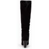 imageCoutgo Womens Slouchy Knee High Boots Wide Calf Kitten Heel Pointed Toe Pull On Long Boots Winter ShoesZblack
