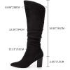 imageCoutgo Womens Slouchy Knee High Boots Wide Calf Kitten Heel Pointed Toe Pull On Long Boots Winter ShoesZblack
