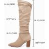 imageCoutgo Womens Slouchy Knee High Boots Wide Calf Kitten Heel Pointed Toe Pull On Long Boots Winter ShoesZnude