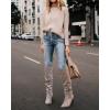 imageCoutgo Womens Slouchy Knee High Boots Wide Calf Kitten Heel Pointed Toe Pull On Long Boots Winter ShoesZtaupe