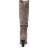 imageCoutgo Womens Slouchy Knee High Boots Wide Calf Kitten Heel Pointed Toe Pull On Long Boots Winter ShoesZtaupe