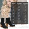 imageCoutgo Womens Sock Ankle Boots Pointed Toe Chunky High Stacked Heel Pull On Ribbed Knit Chelsea Boots BootiesBlack