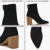 imageCoutgo Womens Sock Ankle Boots Pointed Toe Chunky High Stacked Heel Pull On Ribbed Knit Chelsea Boots BootiesBlack