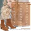 imageCoutgo Womens Sock Ankle Boots Pointed Toe Chunky High Stacked Heel Pull On Ribbed Knit Chelsea Boots BootiesBrown