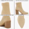 imageCoutgo Womens Sock Ankle Boots Pointed Toe Chunky High Stacked Heel Pull On Ribbed Knit Chelsea Boots BootiesKhaki