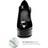 imageCoutgo Womens TStrap Round Toe Platform Heels Chunky Heel Patent Mary Jane Dress ShoesAnkle Strap Black