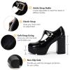imageCoutgo Womens TStrap Round Toe Platform Heels Chunky Heel Patent Mary Jane Dress ShoesBlack Patent