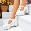 imageCoutgo Womens TStrap Round Toe Platform Heels Chunky Heel Patent Mary Jane Dress ShoesWhite
