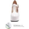 imageCoutgo Womens TStrap Round Toe Platform Heels Chunky Heel Patent Mary Jane Dress ShoesWhite Pink