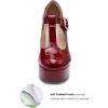 imageCoutgo Womens TStrap Round Toe Platform Heels Chunky Heel Patent Mary Jane Dress ShoesWine Red