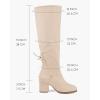 imageCoutgo Womens Wide Calf Knee High Boots Chunky Block Heel Round Toe Back Straps Side Zipper Winter Dress BootsBeige