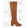 imageCoutgo Womens Wide Calf Knee High Boots Chunky Block Heel Round Toe Back Straps Side Zipper Winter Dress BootsBrown