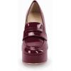 imageWomens Platform Heels Loafers Chunky High Heel Closed Toe Patent Leather Shoes Penny Loafer Business Dress Work PumpsBurgundy