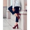 imageWomens Platform Heels Loafers Chunky High Heel Closed Toe Patent Leather Shoes Penny Loafer Business Dress Work PumpsBurgundy