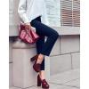 imageWomens Platform Heels Loafers Chunky High Heel Closed Toe Patent Leather Shoes Penny Loafer Business Dress Work PumpsBurgundy