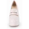 imageWomens Platform Heels Loafers Chunky High Heel Closed Toe Patent Leather Shoes Penny Loafer Business Dress Work PumpsLight Pink
