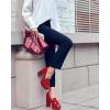 imageWomens Platform Heels Loafers Chunky High Heel Closed Toe Patent Leather Shoes Penny Loafer Business Dress Work PumpsRed