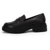 imageWomens Platform Loafers Lug Sole Chunky Heel Non Slip Faux Leather Casual Comfortable Round Toe Goth Oxford ShoesBlack