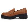 imageWomens Platform Loafers Lug Sole Chunky Heel Non Slip Faux Leather Casual Comfortable Round Toe Goth Oxford ShoesBrown