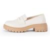 imageWomens Platform Loafers Lug Sole Chunky Heel Non Slip Faux Leather Casual Comfortable Round Toe Goth Oxford ShoesCream