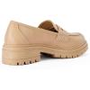 imageWomens Platform Loafers Lug Sole Chunky Heel Non Slip Faux Leather Casual Comfortable Round Toe Goth Oxford ShoesDark Khaki