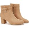 imageCoutgo Womens Ankle Boots Chunky Block Low Heel Vintage Tie Knot Booties Shoes with Side ZipperLight Brown