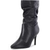 imageCoutgo Womens Mid Calf Slouchy Boots Suede High Heel Slipon Stiletto Sexy Pointed Toe BootiesCool Black