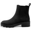 imageCoutgo Womens Platform Chunky Low Heel Slip on Chelsea Boots Suede Elastic Ankle BootsBlack