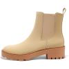 imageCoutgo Womens Platform Chunky Low Heel Slip on Chelsea Boots Suede Elastic Ankle BootsLight Khaki