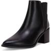 imageCoutgo Womens Pointed Toe Ankle Boots Elastic Chunky Block Stacked Mid Heel Slip On Chelsea BootiesAblack