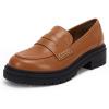 imageWomens Platform Loafers Lug Sole Chunky Heel Non Slip Faux Leather Casual Comfortable Round Toe Goth Oxford ShoesBrown