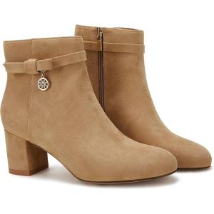 imageCoutgo Womens Ankle Boots Chunky Block Low Heel Vintage Tie Knot Booties Shoes with Side ZipperKhaki